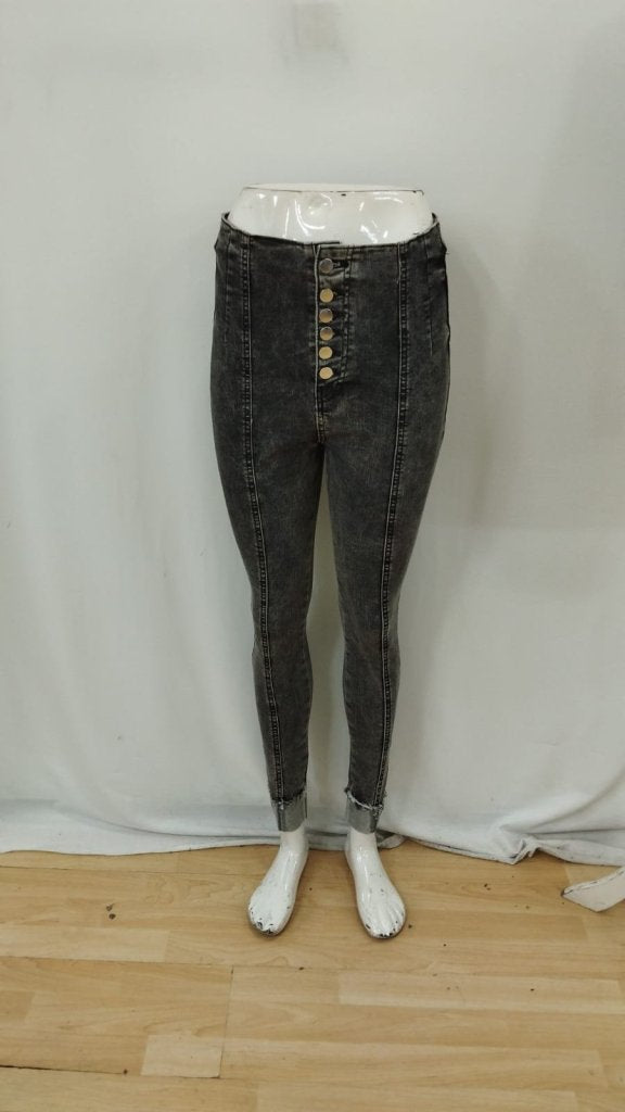 Women's High Waist Button-Front Jean Trousers, 31133