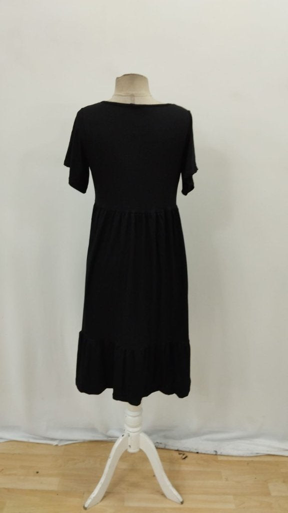 Rochie Supreme pentru femei, cu mânecă scurtă, guler cu șireturi, nasturi în față, model cu volane, 26746