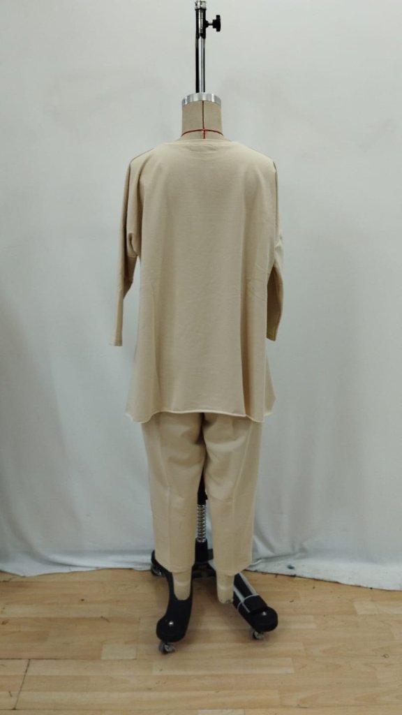 Set de două piese pentru femei, din viscoză, cu mâneci lungi, detalii cu emblemă, Two-Thread, 26747