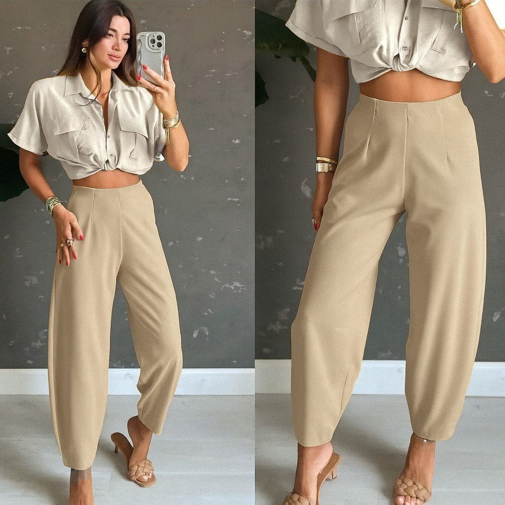 Kadın Yüksek Bel Krep Pantolon, 26983