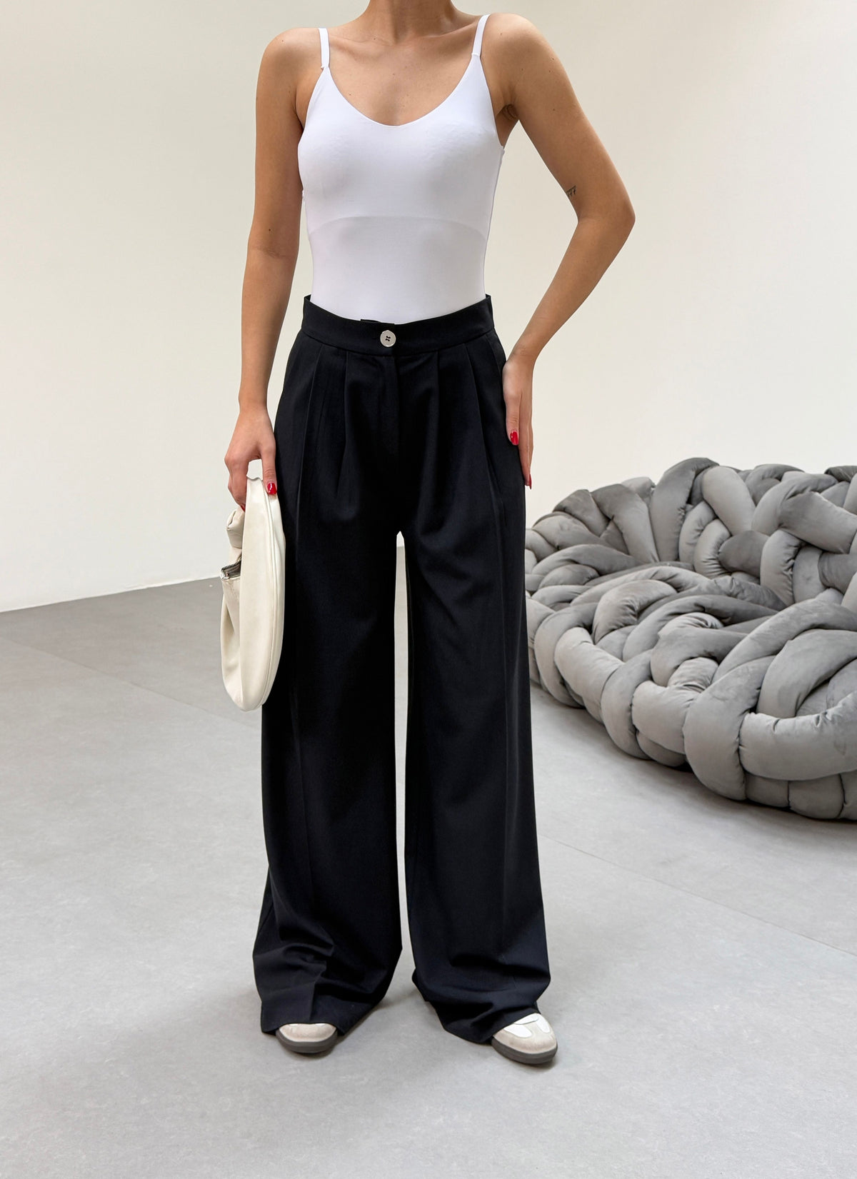 PANTALONI MADRID PALAZZO - Bleumarin