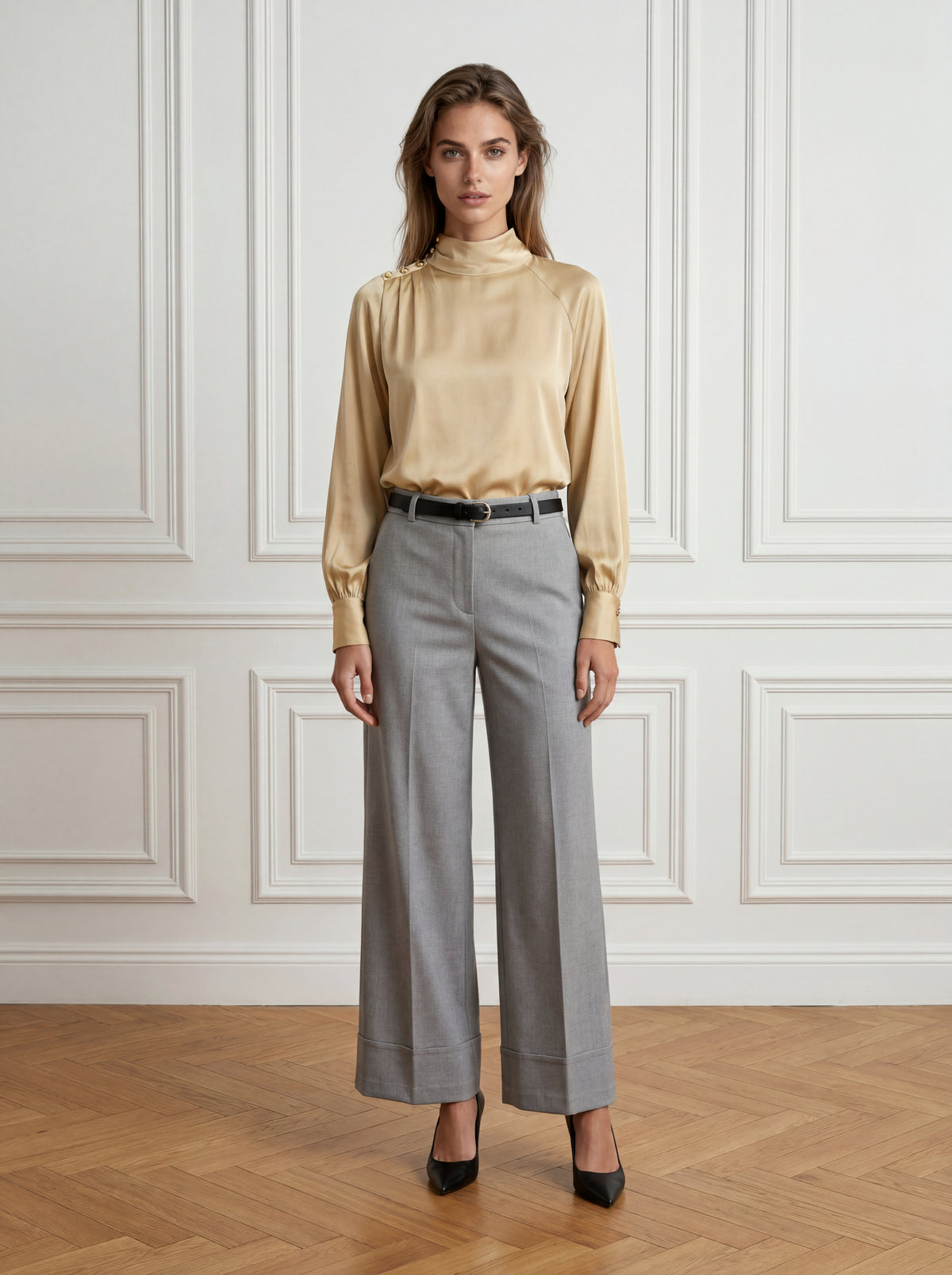 PANTALONI CU CUREA MOSCOW - Gri