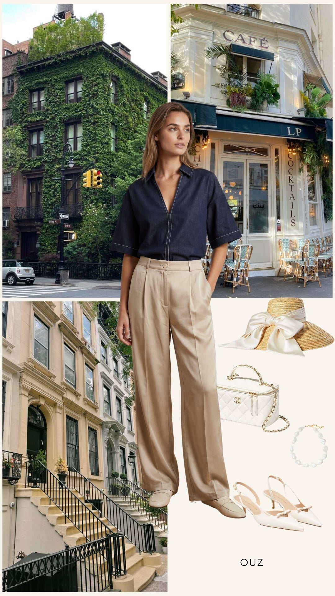Pantaloni ITALIA ELASTIC PALAZZO din TENCEL - Bej