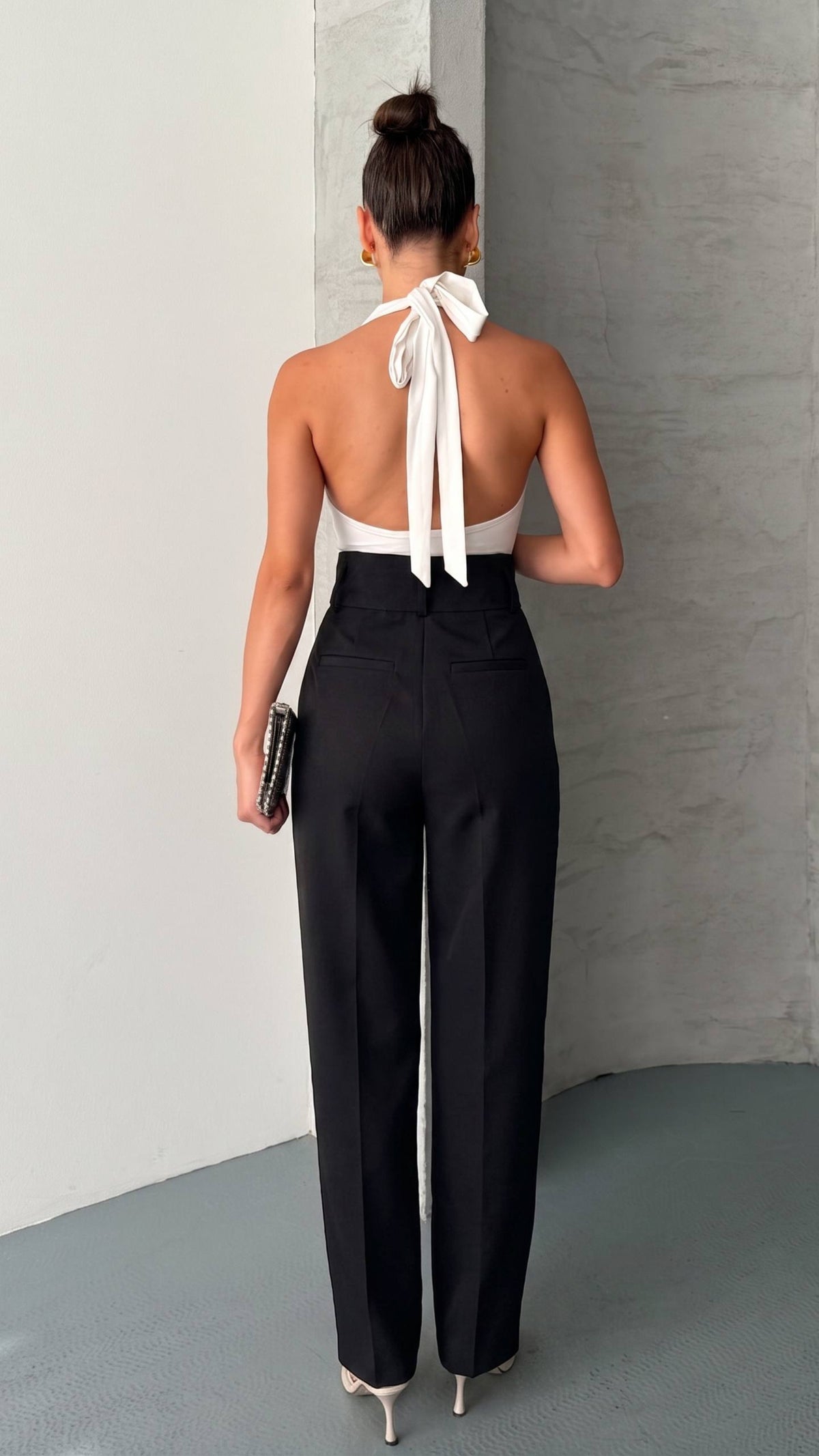 PANTALONI RHYDER CU TALIE ÎNALTĂ - Negru