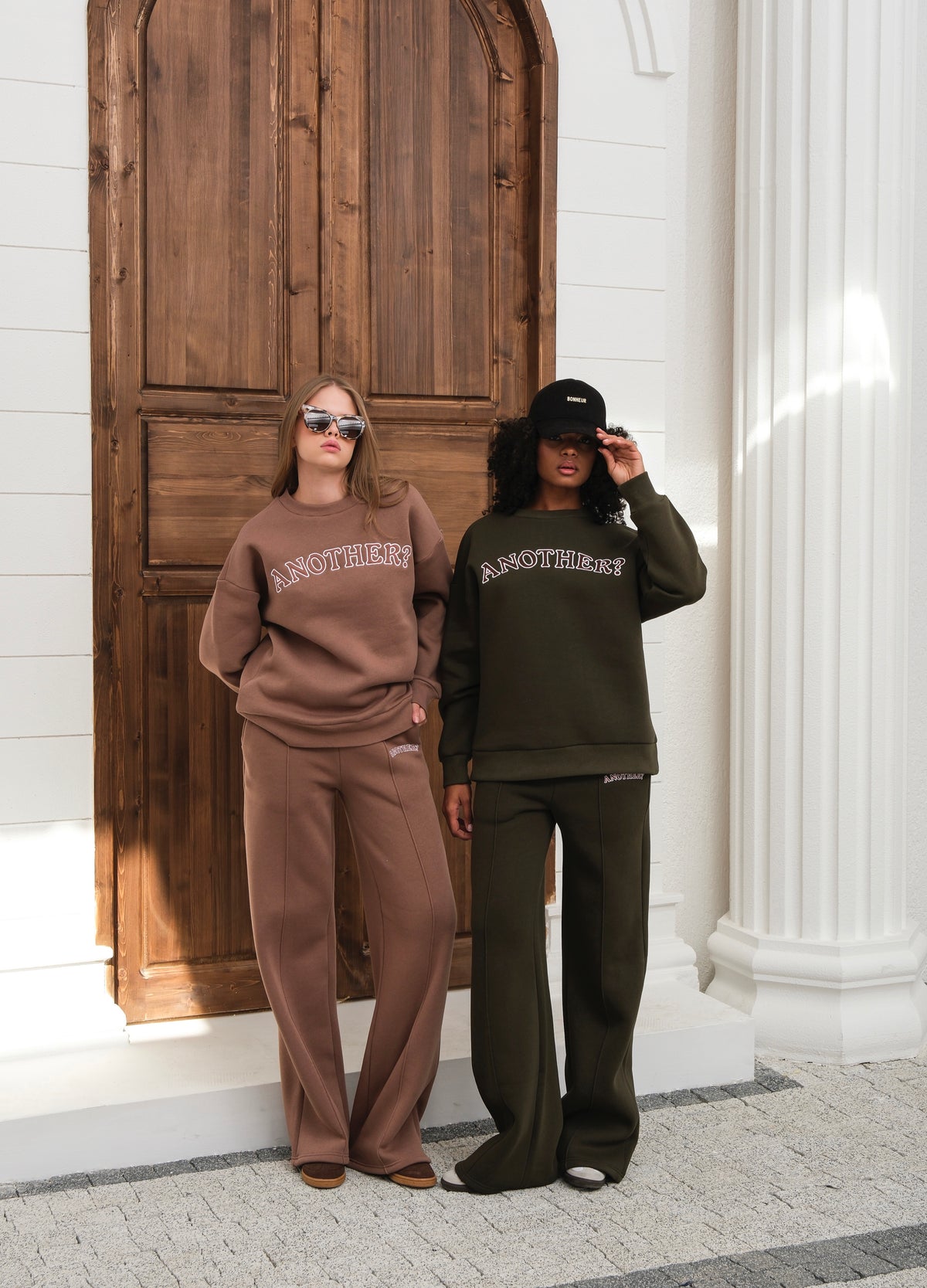 NAKIŞ DETAYLI SWEATSHIRT TRACKSUIT - Kahve
