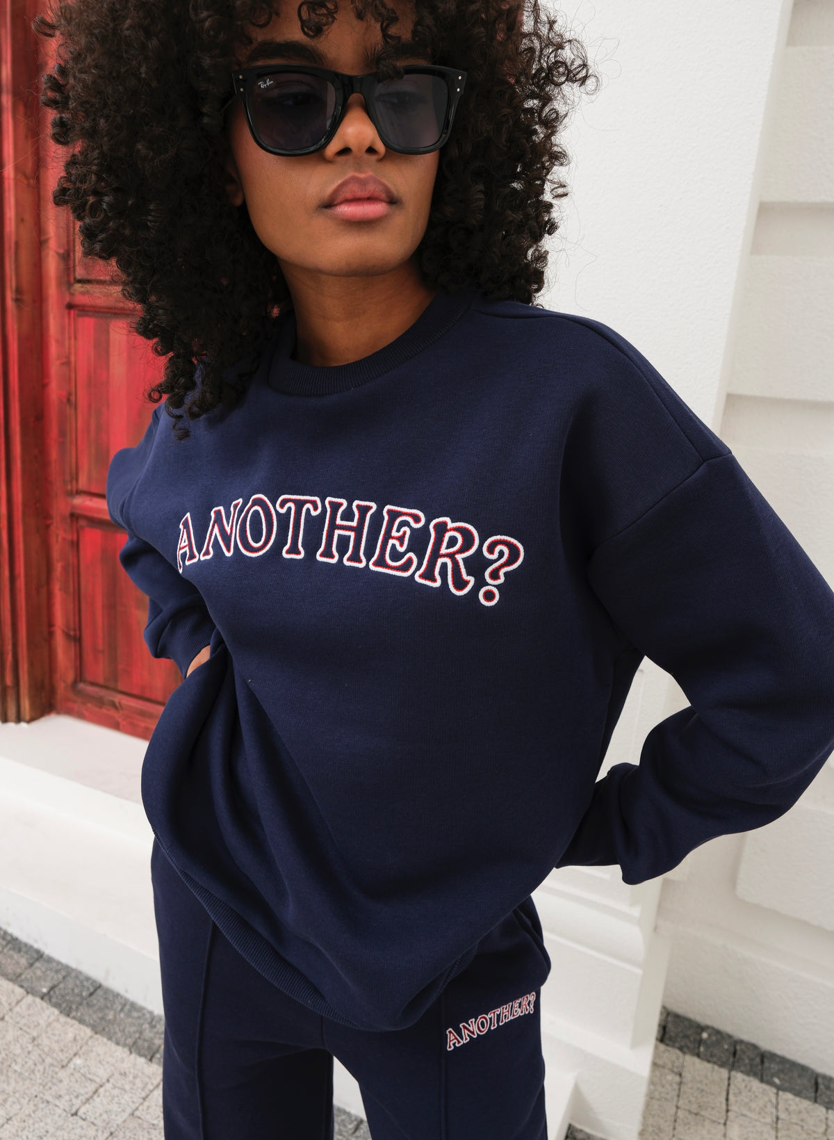 NAKIŞ DETAYLI SWEATSHIRT TRACKSUIT - Lacivert