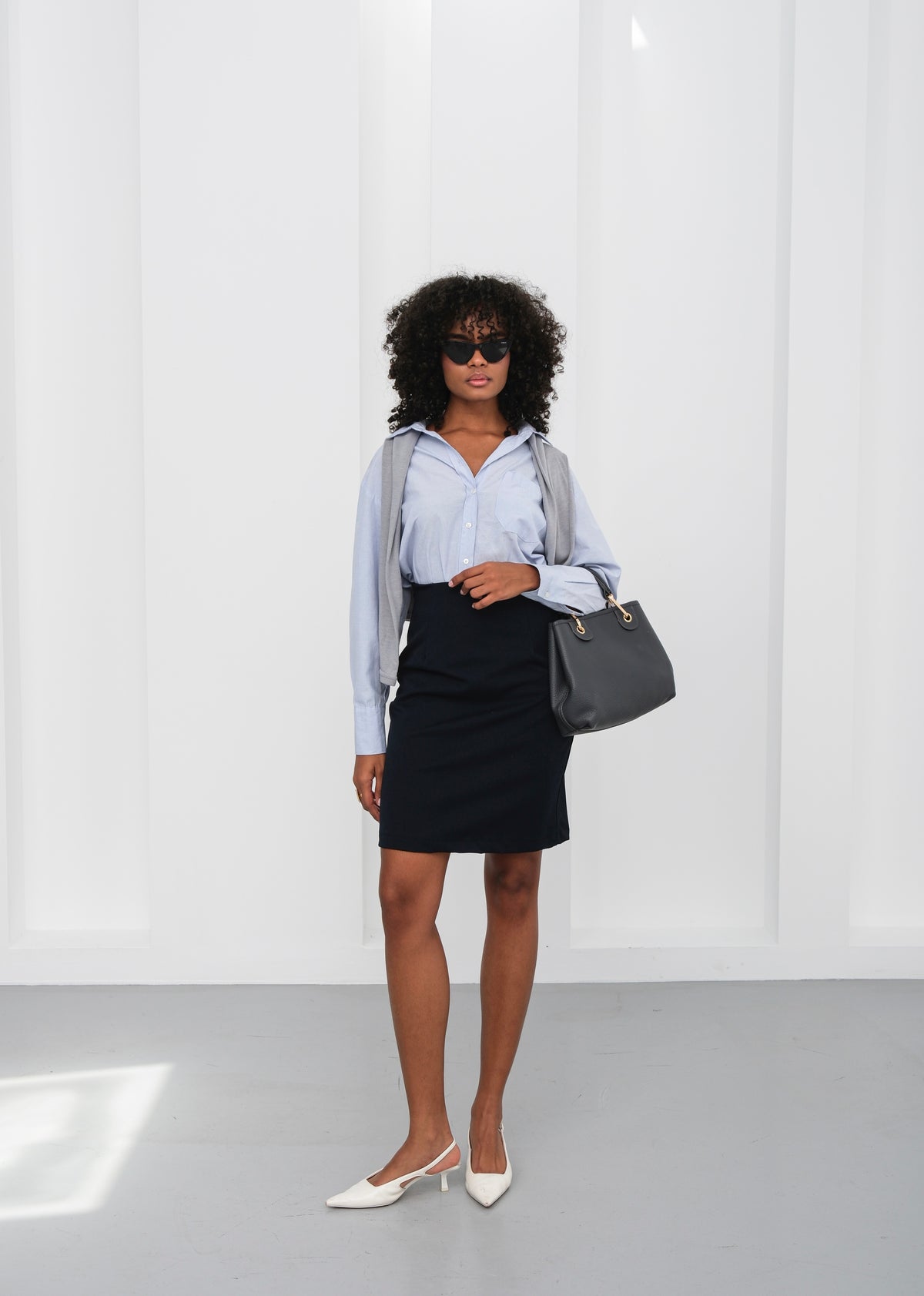 SOFTLY STRUCTURED MINI PENCIL SKIRT - Lacivert