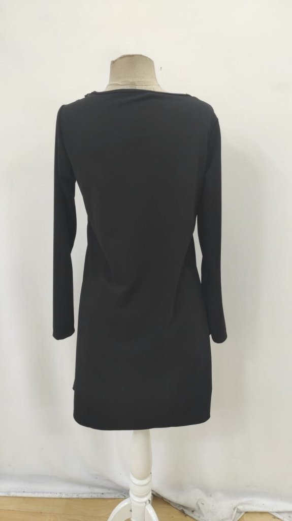 Rochie mini din crep importat cu mânecă lungă și guler din dantelă pentru femei, 31717