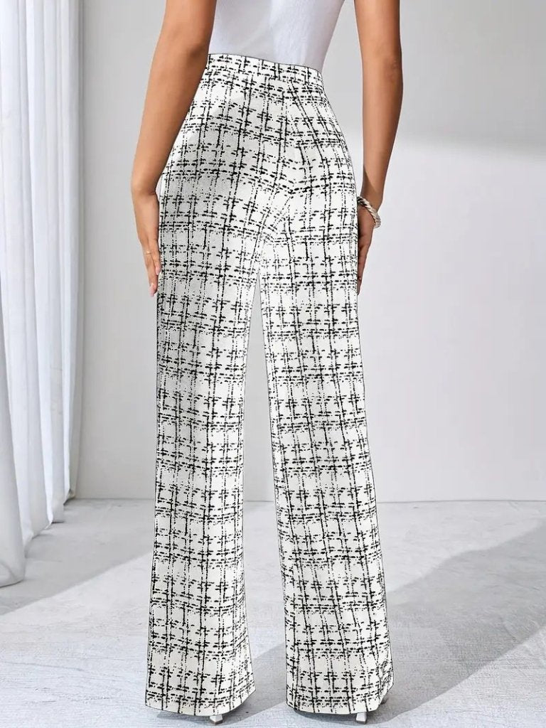 Pantaloni de damă țesuți cu talie înaltă, evazați, 30388