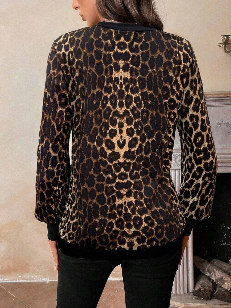 Bluza din bumbac premium pentru femei cu mâneci lungi, gât V, model, 37546