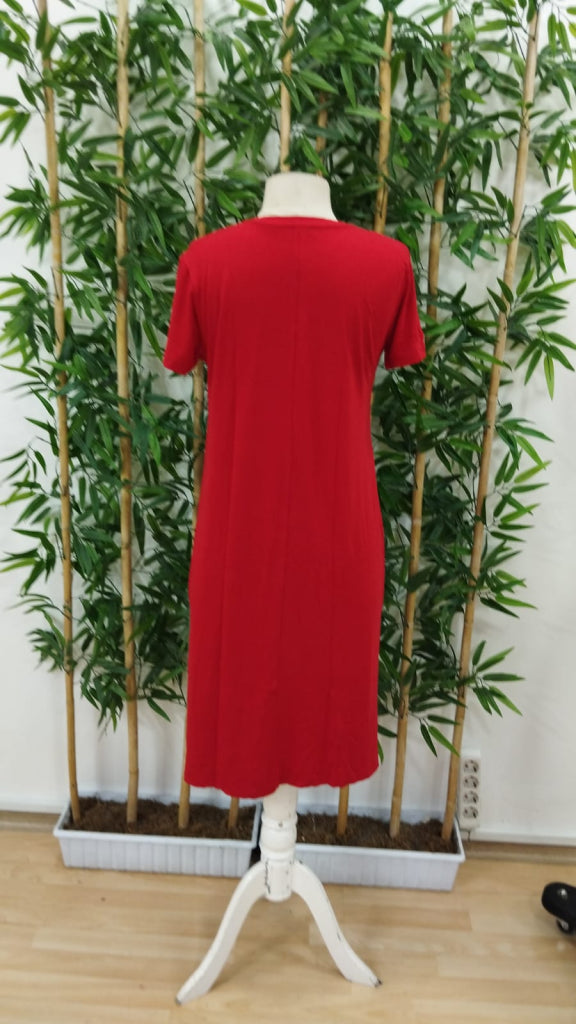 Women's Short Sleeve Slit Detail Loose Viscose Dress, 32712