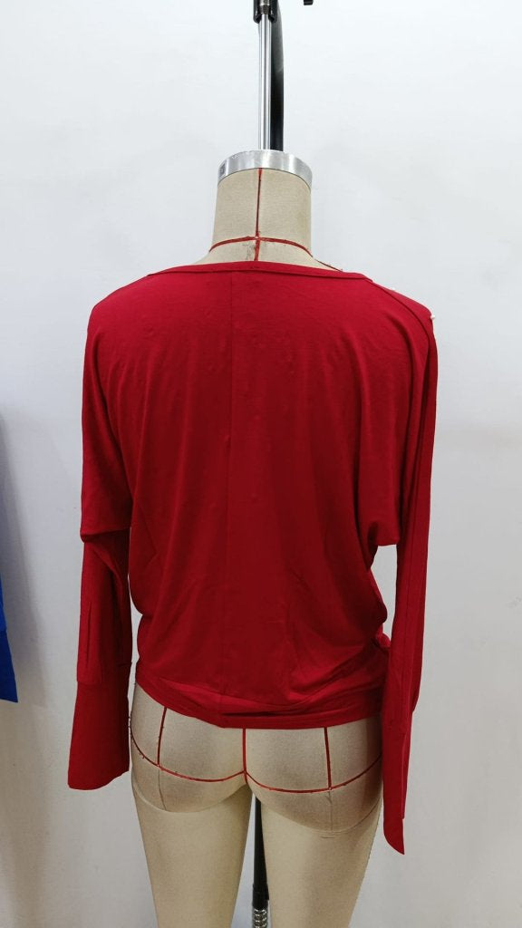 Bluză de damă din viscoză cu mânecă lungă și guler rotund, cu perle, 28685
