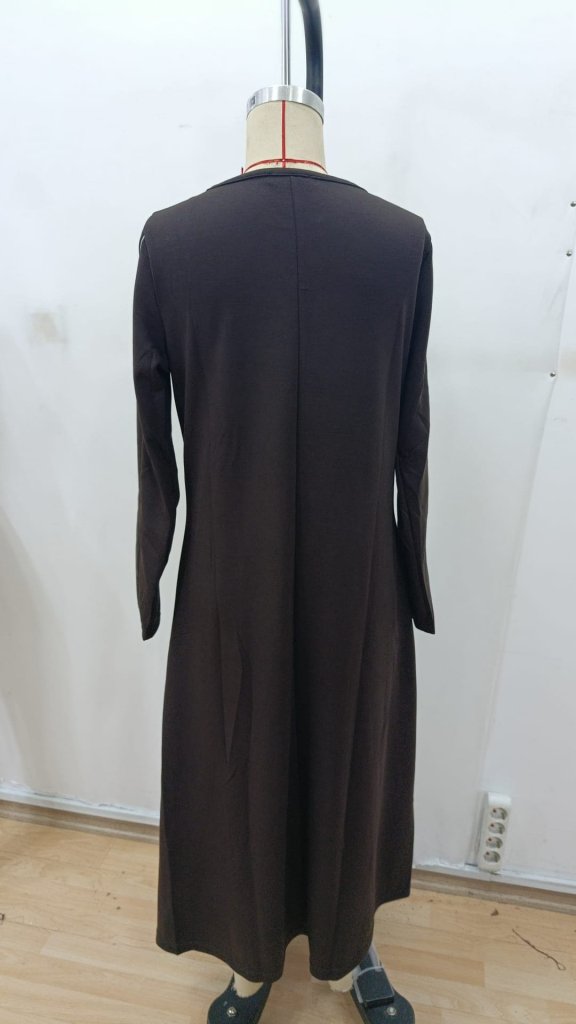 Kadın Uzun Kollu Bisiklet Yaka Midi Modal Elbise , 29266