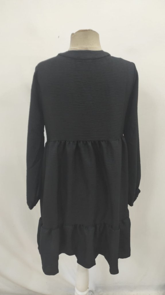 Rochie mini din in cu volane, cu mânecă lungă, cu șireturi, pentru femei, 31466