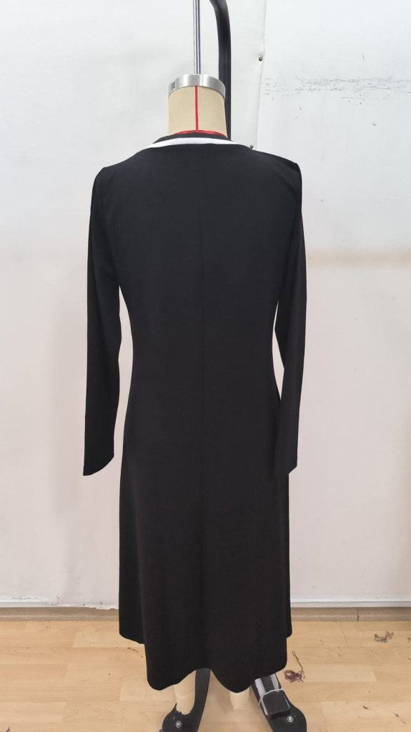 Rochie midi din modal cu mânecă lungă și decolteu în V pentru femei, 29516