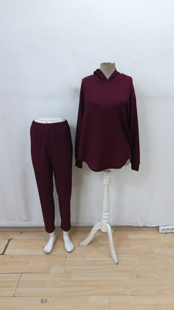 Costum Dama Două Piese, Bluză cu Glugă cu Mânecă Lungă și Pantaloni Meloni, 29949