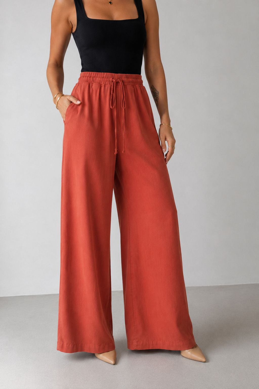Pantaloni Palazzo cu Elastic 7150