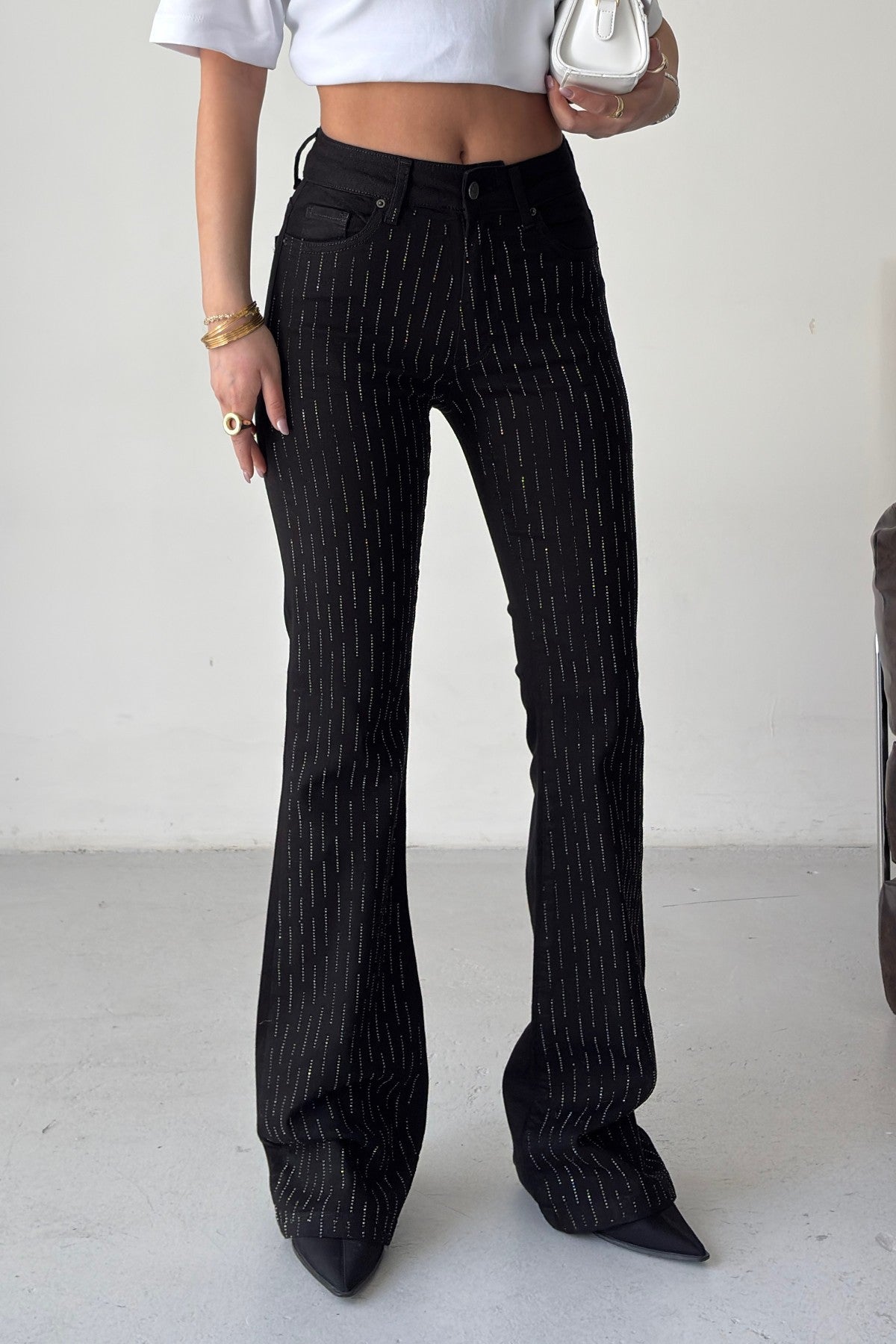Pantaloni Denim Spanioli cu Strasuri 7217