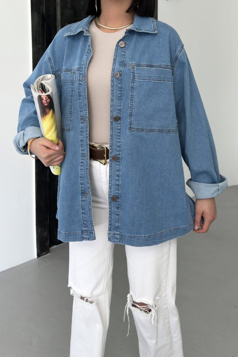 Cămașă Denim cu Buzunare 6097