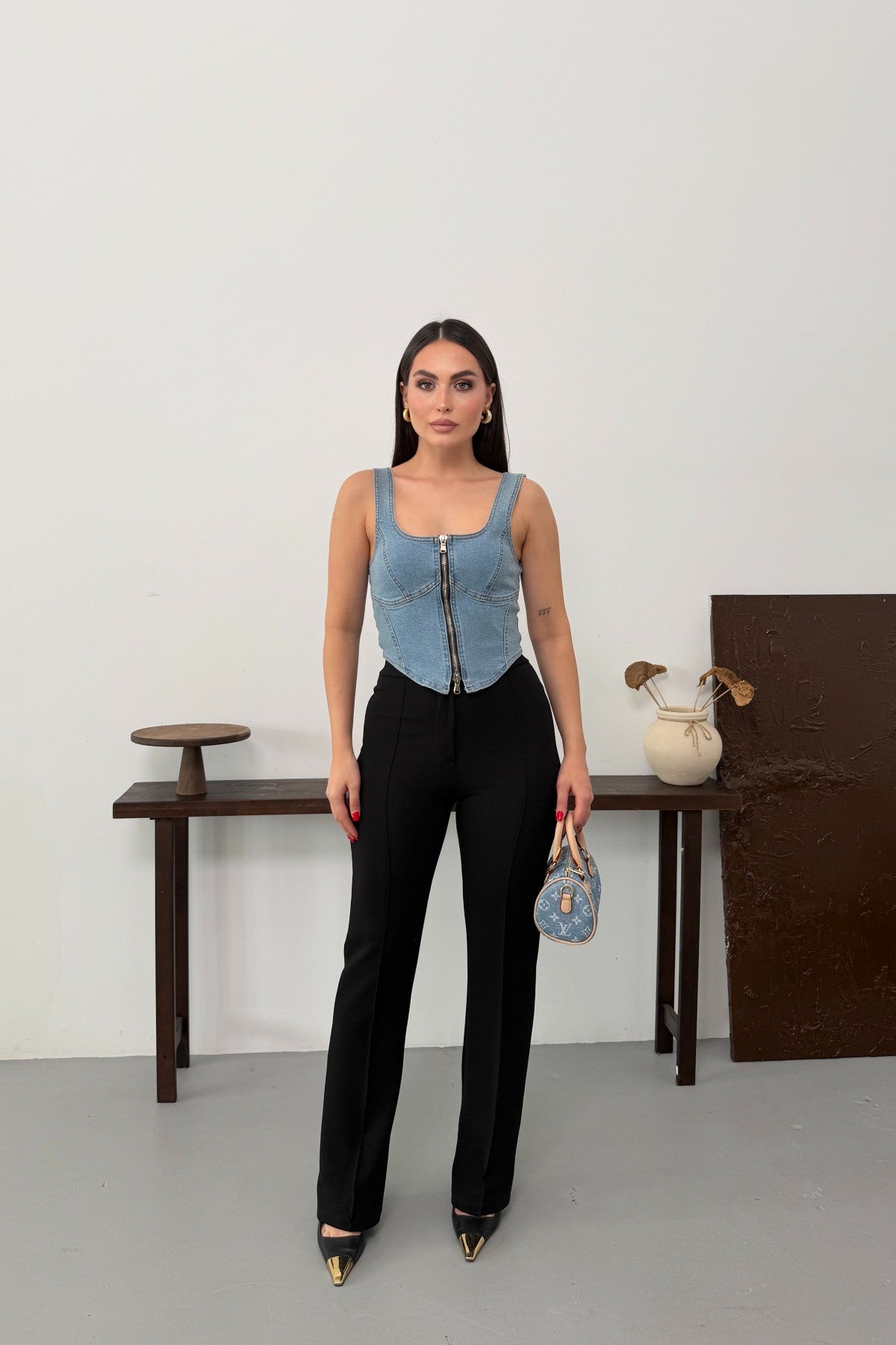 Bustier Denim cu Fermoar 411