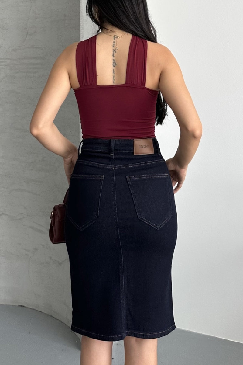 Fustă Denim Lungime Medie 1039
