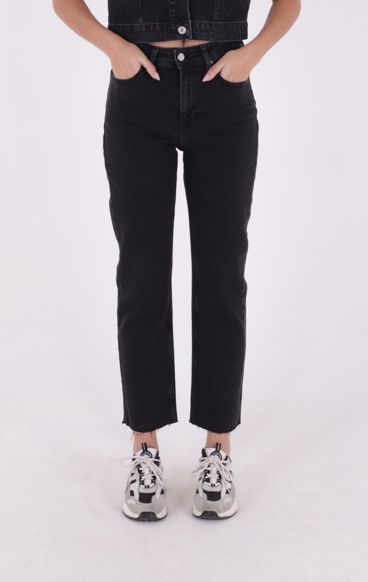 Pantaloni Denim Mom Fit cu Crac fara Cusaturi 764