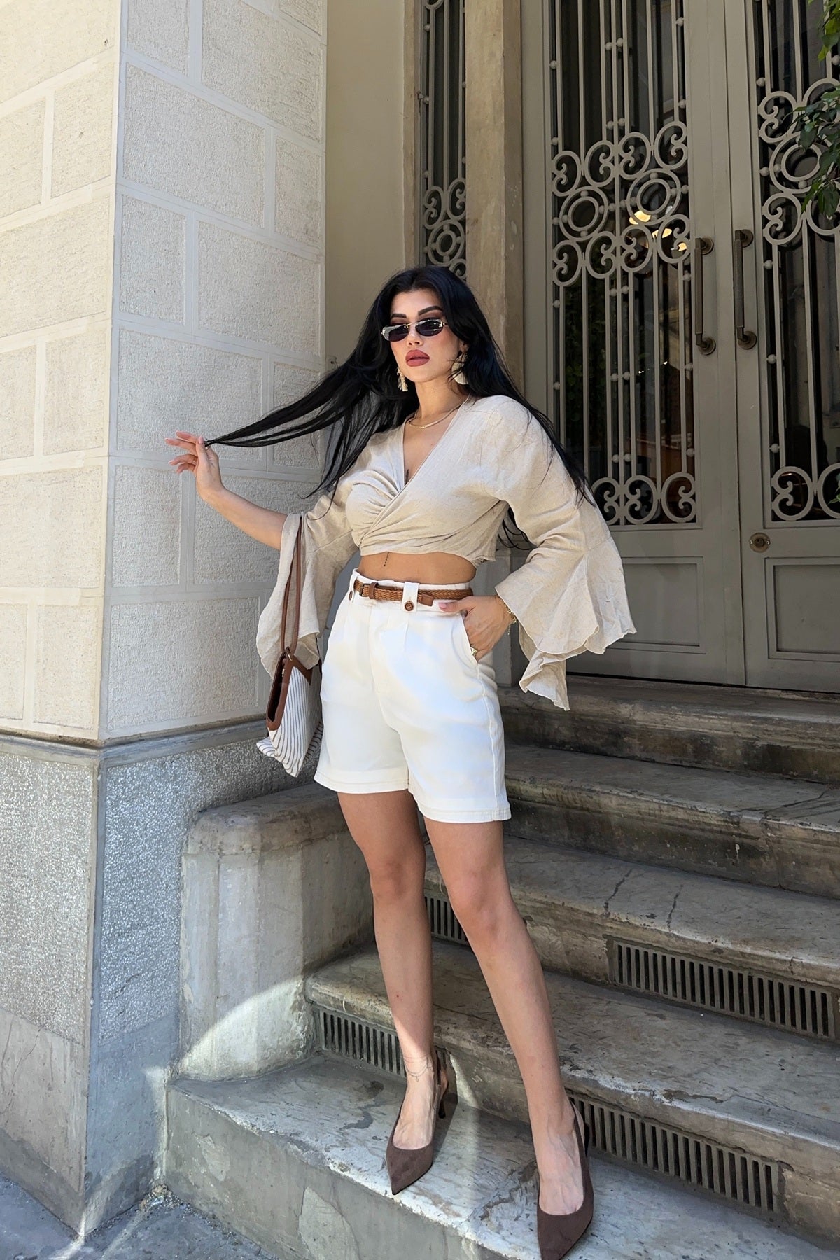 Pantaloni scurți cu talie elastică 236