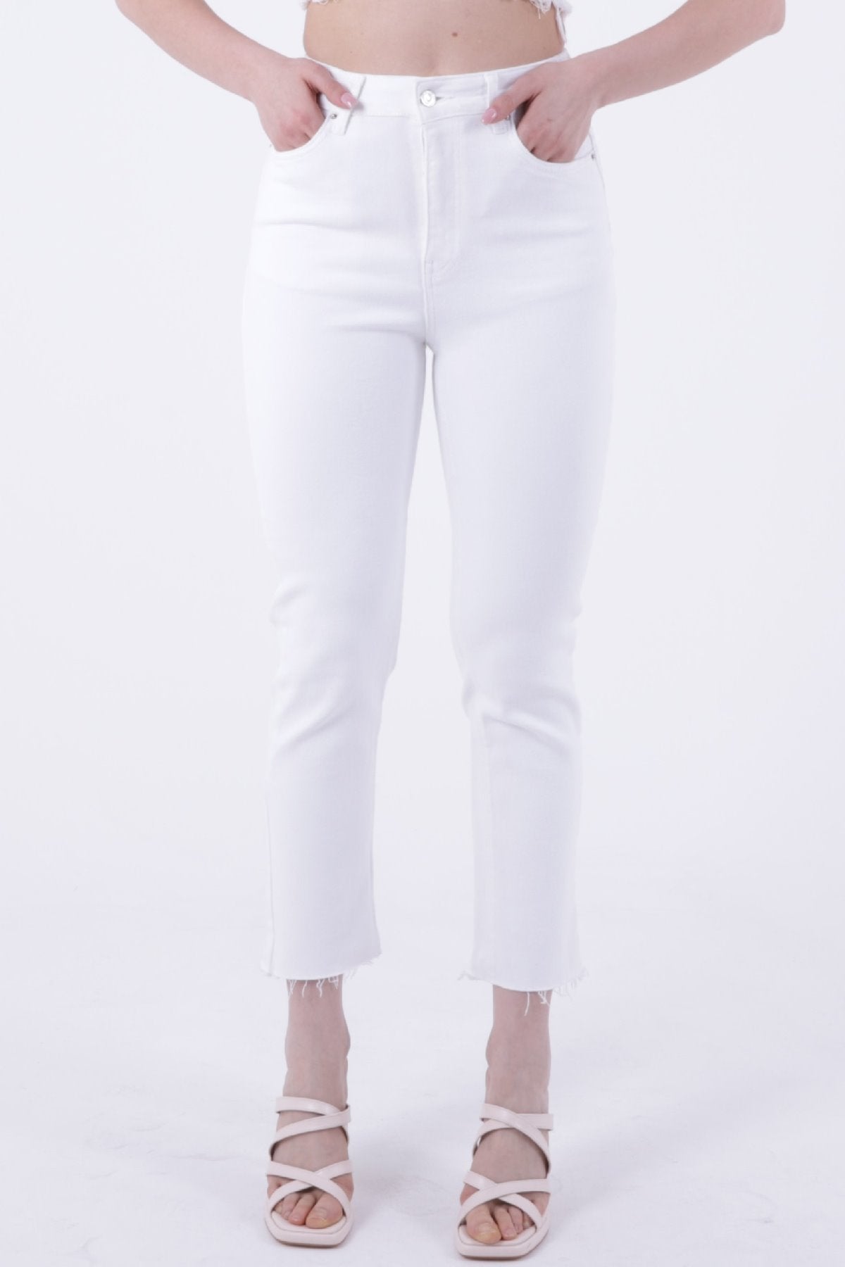Pantaloni Denim Mom Fit cu Crac fara Cusaturi 764