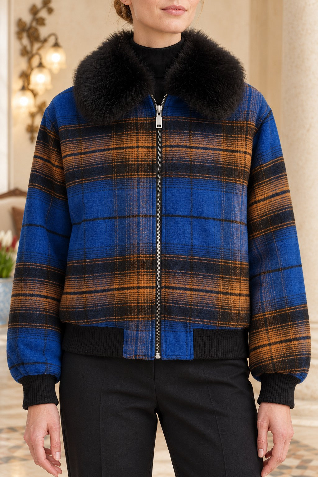 Yakası Kürklü Bomber Mont 6398
