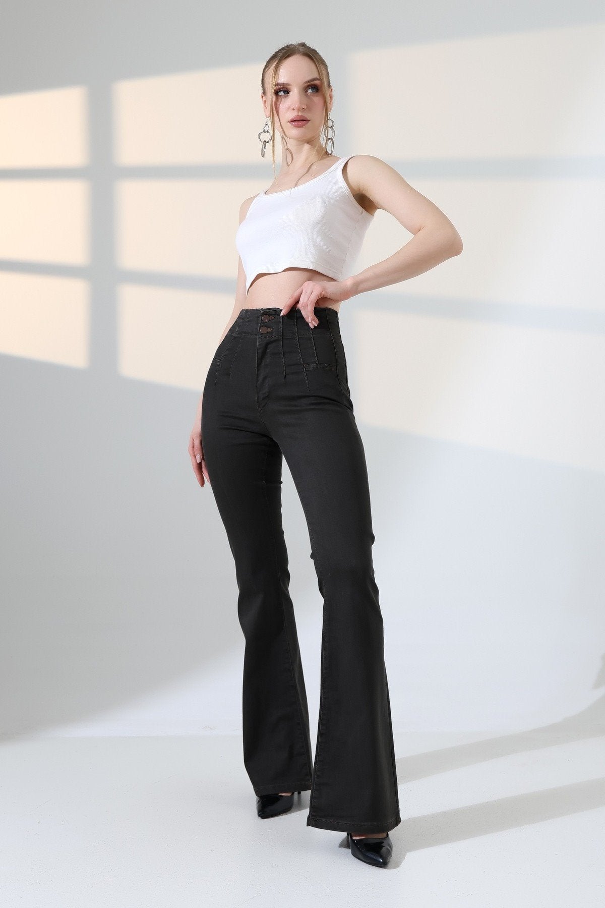 Pantalon Denim Spaniole cu Pliseu 7021