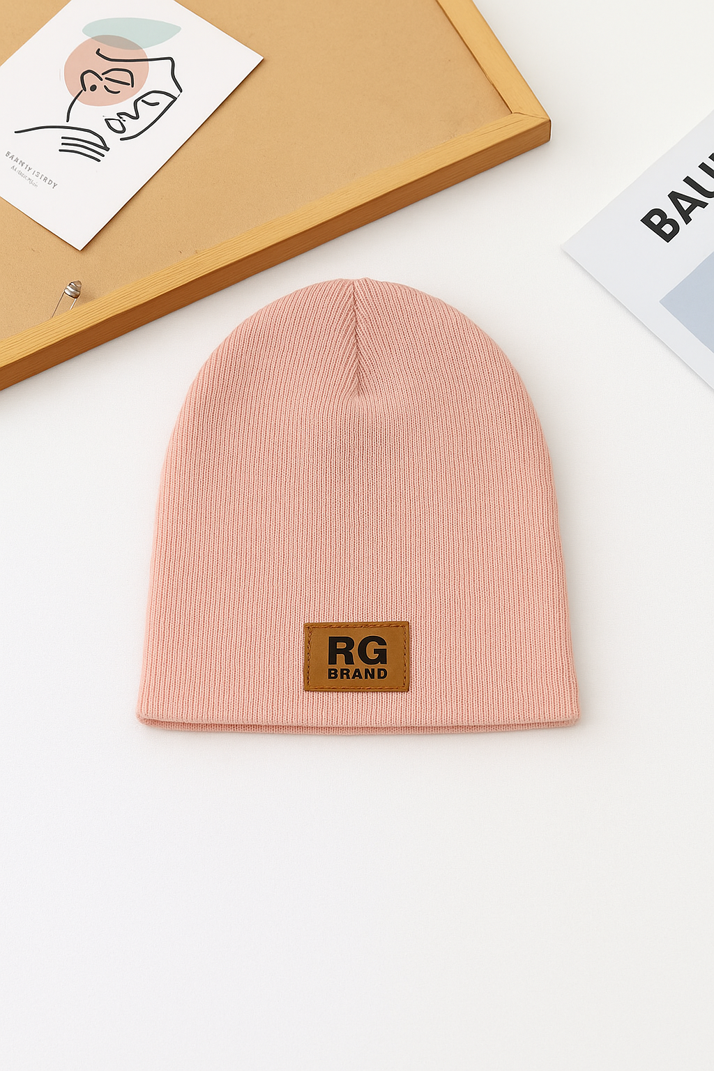 Yumuşak Etiket Detaylı Katlamalı Bere | RG Brand | 3–9 Yaş | RG1535 - PEMBE