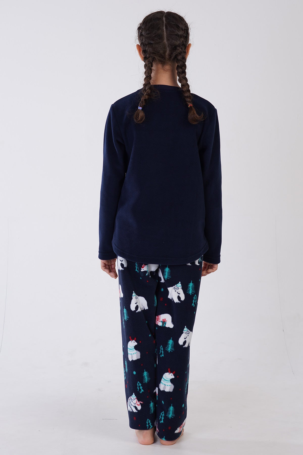 KIZ COCUK POLAR O YAKA UZUN KOL ETEGI OVAL PIJAMA TAKIM(9-10/15-16) - INDIGO