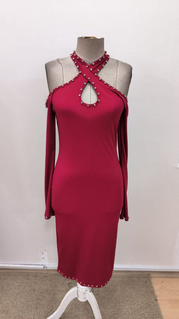 Rochie midi de damă cu imprimeu floral, cu umeri goi și decolteu în jos, 31019