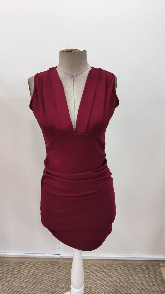 Rochie scurtă de damă, import, din crep, cu bretele, decolteu petrecut și pliuri laterale, 36396