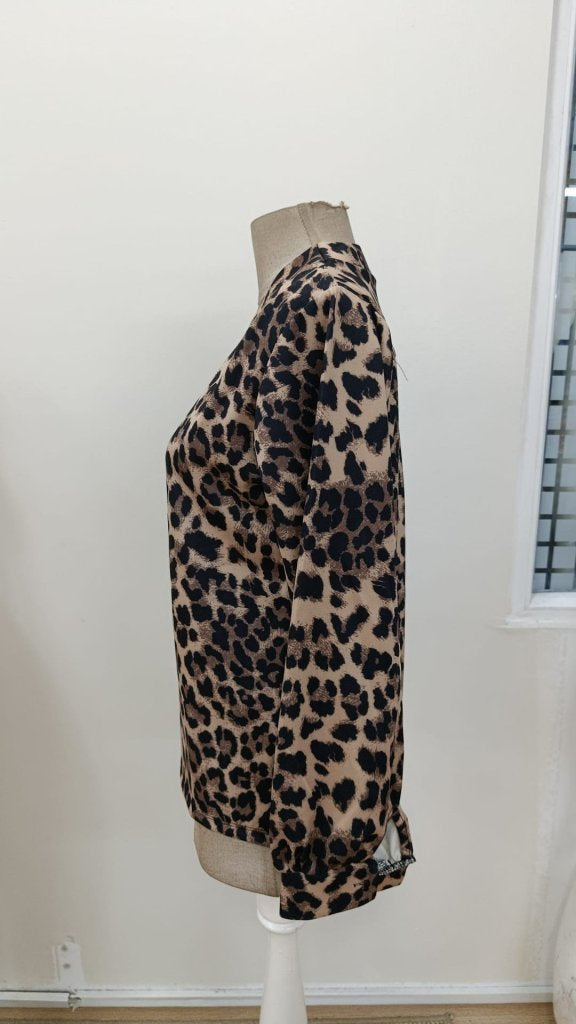 Bluz Leopard Model Damă, Mânecă Lungă, Guler în V, 31275