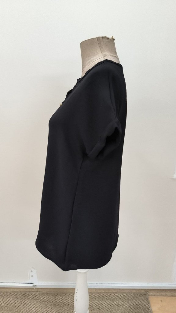 Bluză Aerobin pentru femei, cu mânecă scurtă, decolteu în V și nasturi, 31313
