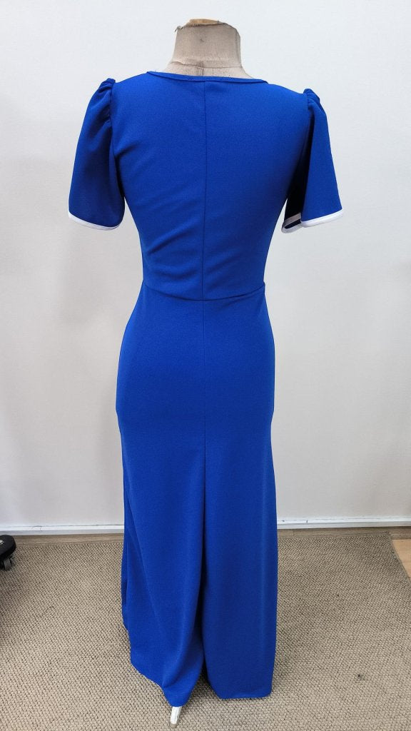 Women's Short Sleeve Square Neck Crepe Dress with Front Crossover Detail, 31402