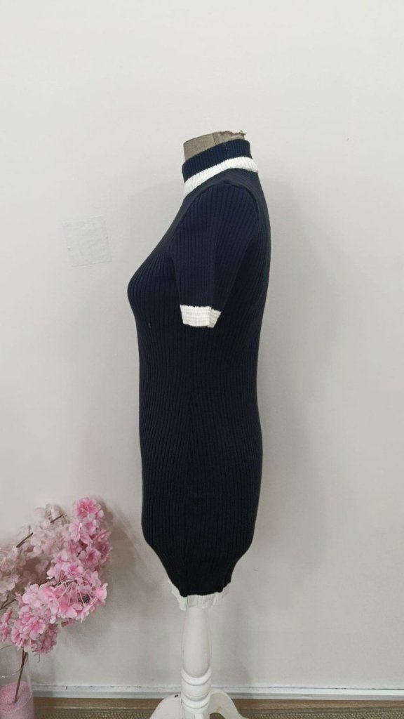 Kadın Kısa Kollu Balıkçı Yaka Kısa Triko Elbise , 31422