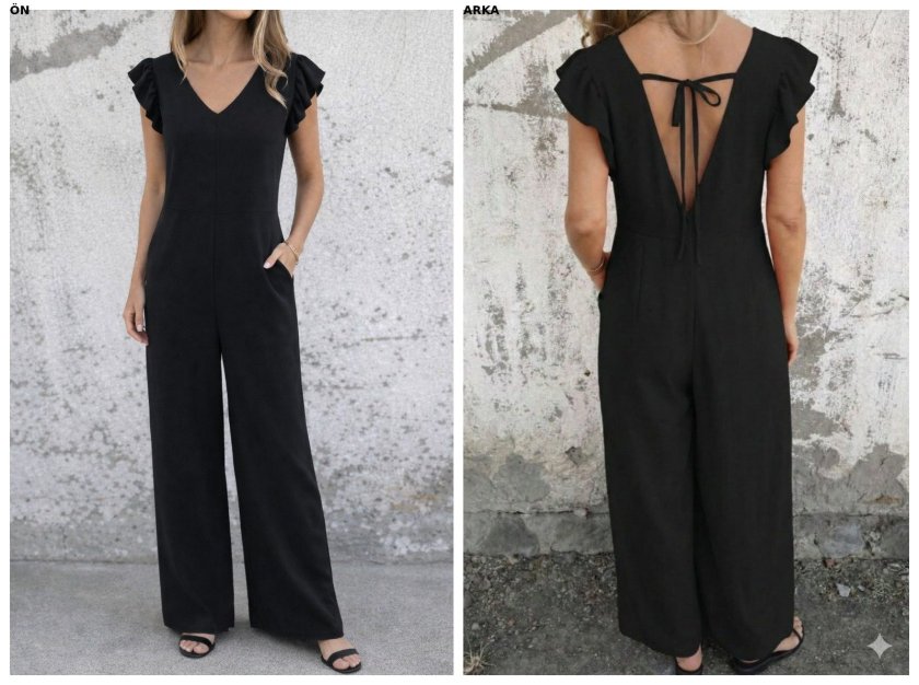 Women's Short Sleeve V-Neck Deep Back Lace-Up Long Aerobin Jumpsuit, 31645