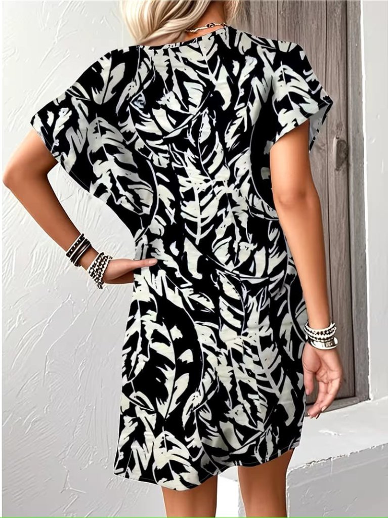 Rochie scurtă Supreme pentru femei, cu mânecă scurtă, decolteu în V, model, model liliac, 32152