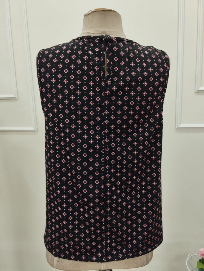 Women's Strappy Round Neck Patterned Supima Blouse, 32175