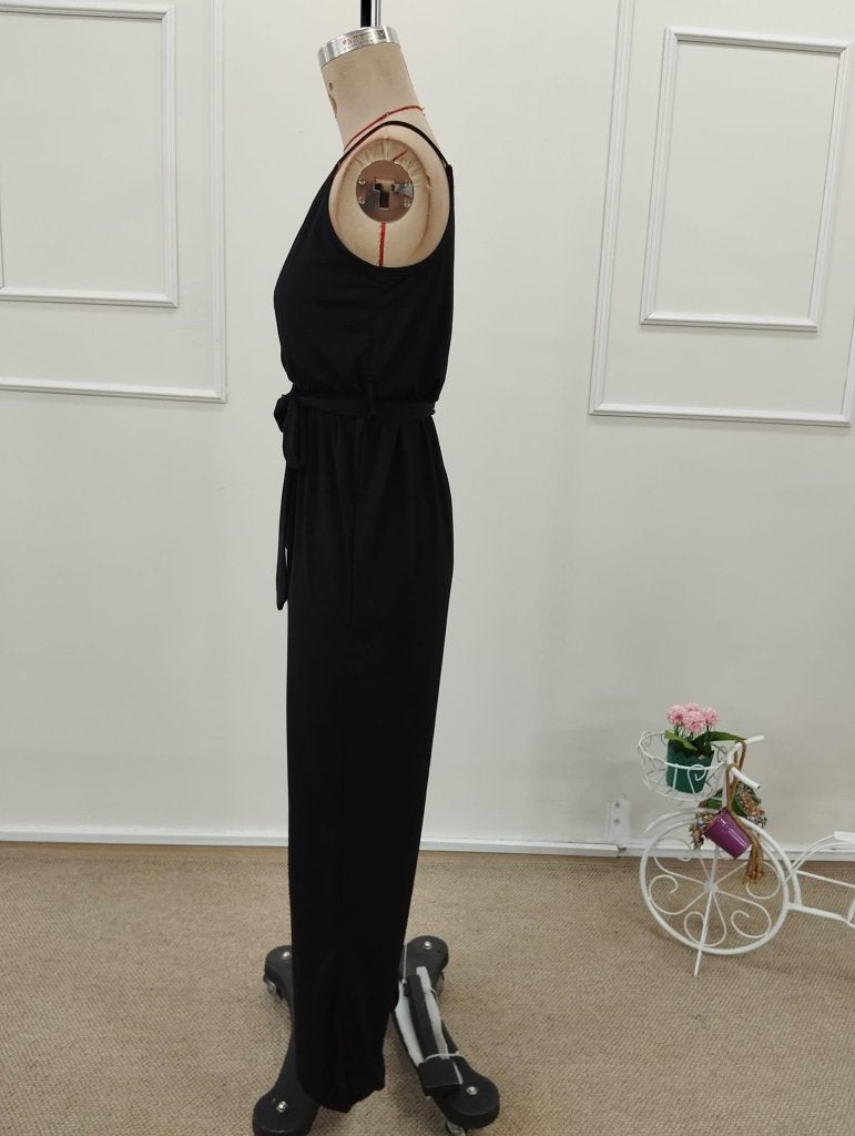 Costum feminin din Sandy, lungă, cu bretele din șnur, guler în cruce, cu cingătură la talie, 36351