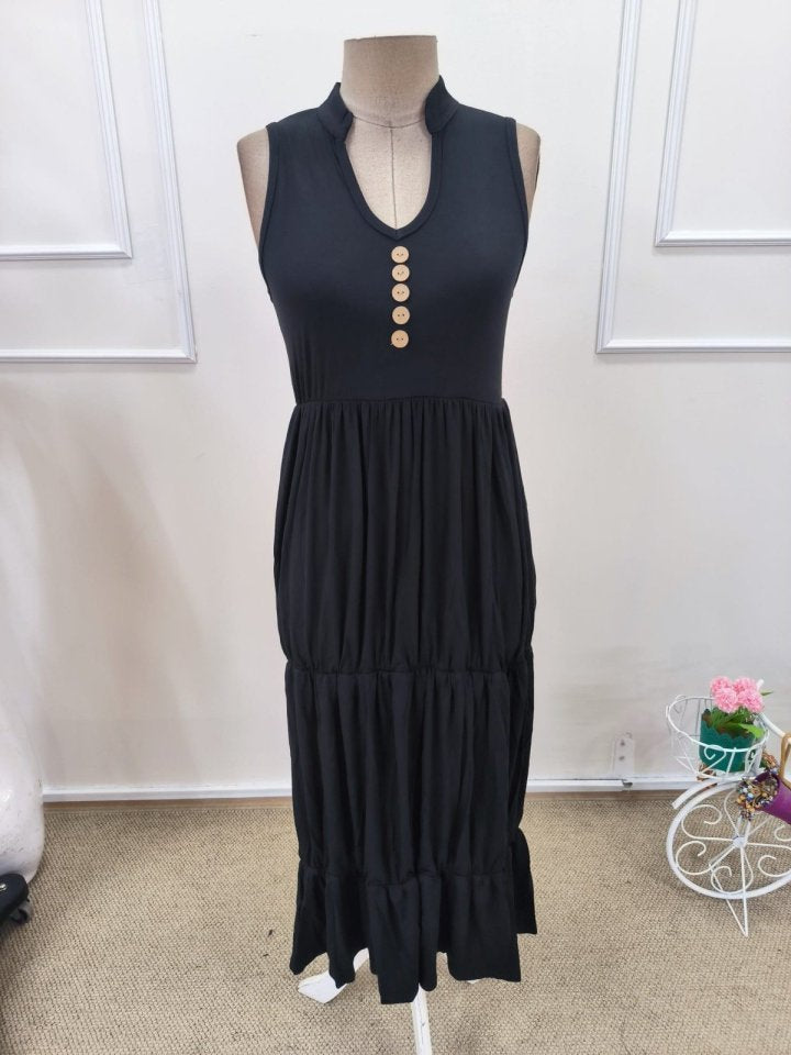 Women's Strappy V-Neck Button-Front Midi Viscose Dress, 32357