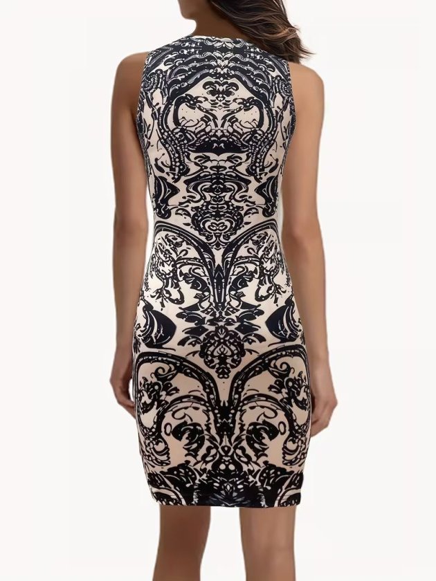 Rochie scurtă Supreme pentru femei, cu bretele, decolteu adânc în V și imprimeu, 34454