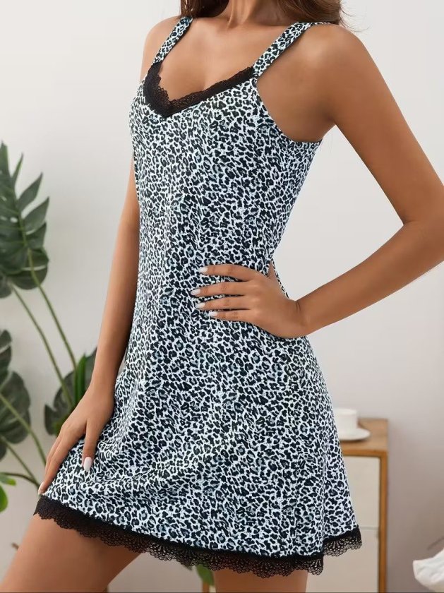 Rochie scurtă pentru femei, cu bretele, decolteu în V și model de dantelă, 32421