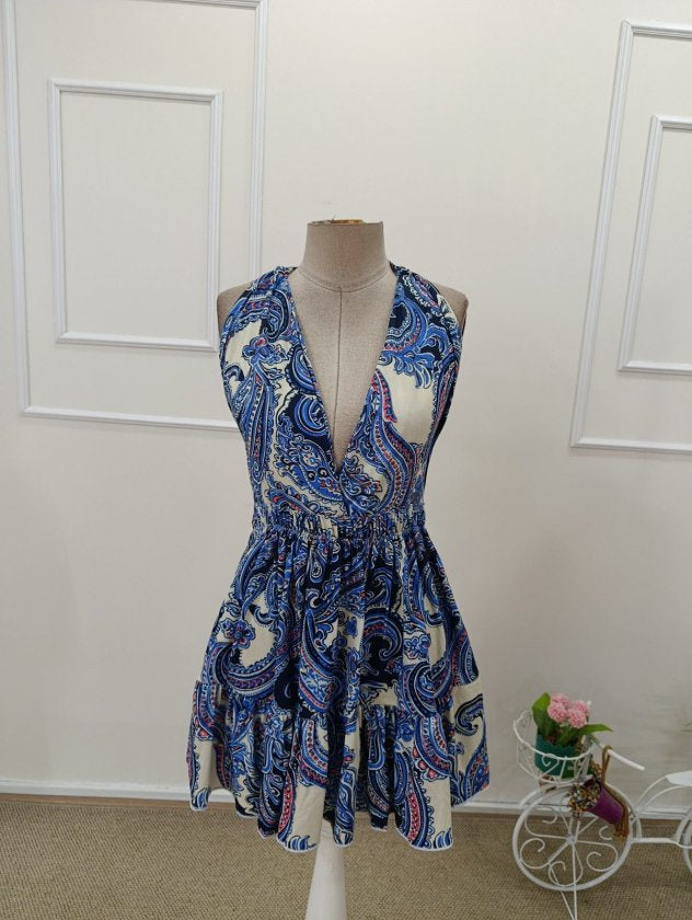 Rochie scurtă Suprem pentru femei cu bretele, decolteul adânc, laced din spate, model, 37285