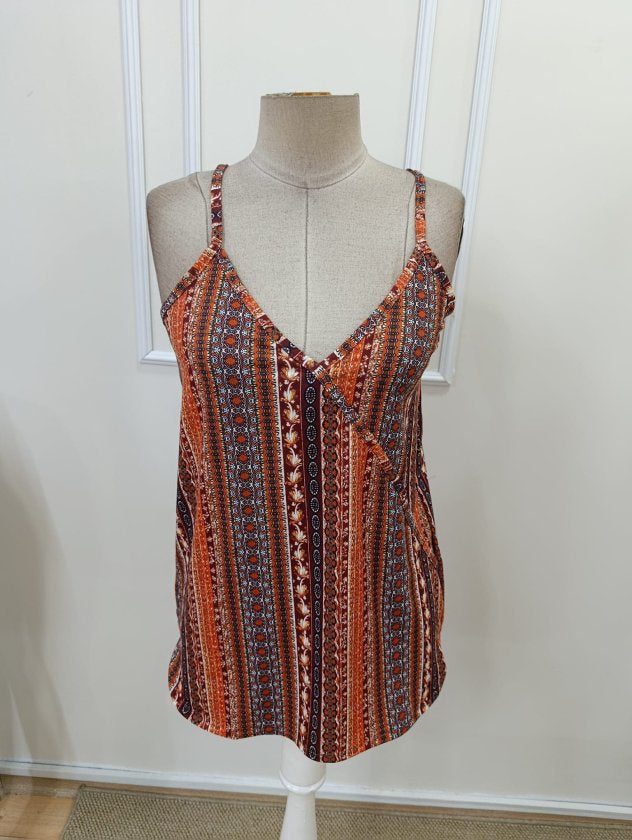 Bluza femininǎ din Super cu model, cu bretele din șnur, guler V, 36328