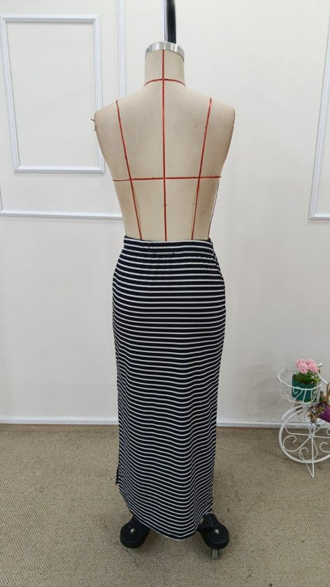 Women's High Waisted Side Slit Long Viscose Skirt, 32521