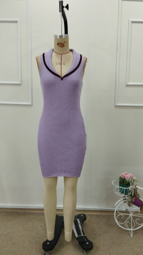 Women's Off-the-Shoulder Ribbed V-Neck Knit Mini Dress, 32729
