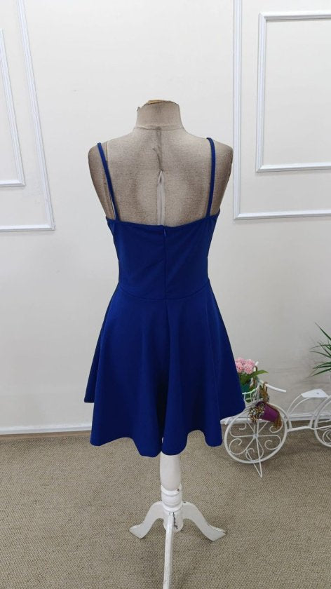 Women's Strappy Wrap Neck Short Imported Crepe Dress, 34481